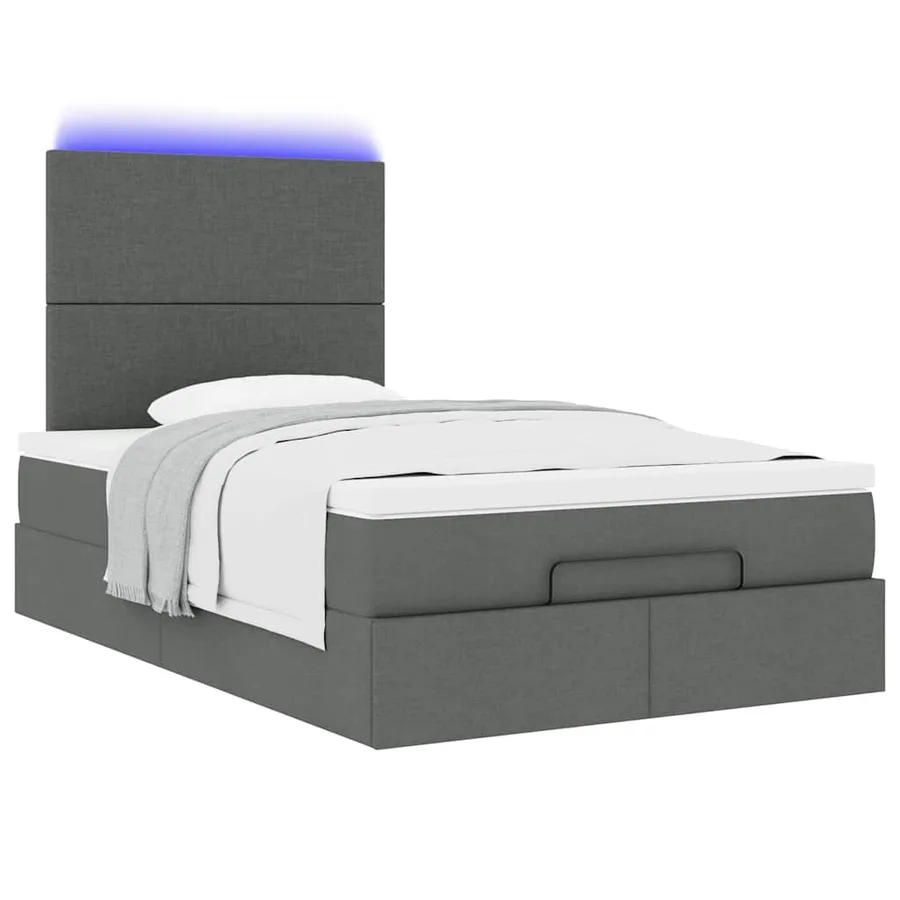 Cadre de lit ottoman avec matelas gris foncé 120x200cm tissu - 6