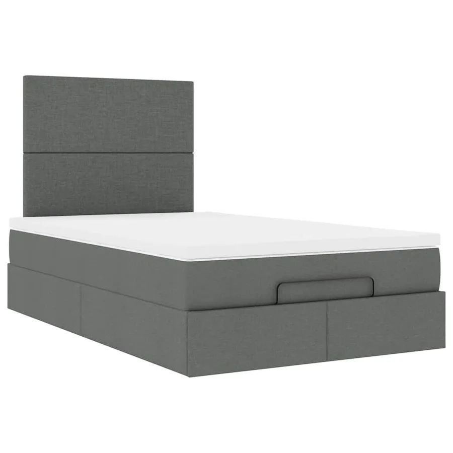 Cadre de lit ottoman avec matelas gris foncé 120x200cm tissu - 7