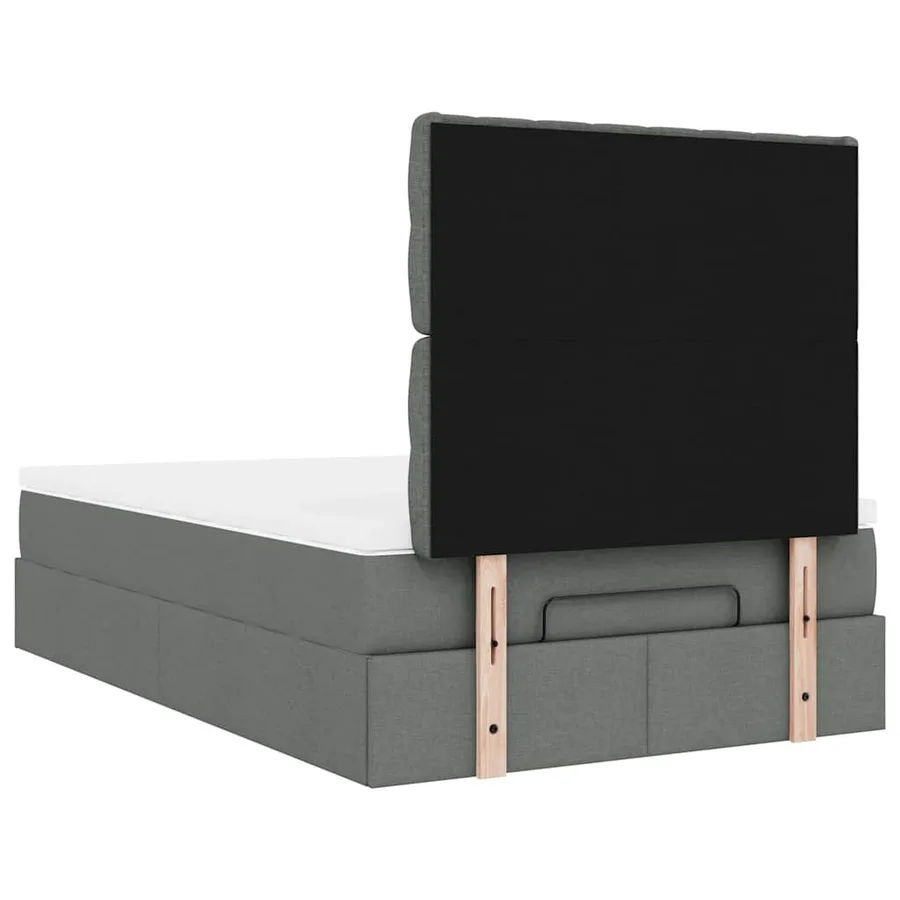 Cadre de lit ottoman avec matelas gris foncé 120x200cm tissu - 11