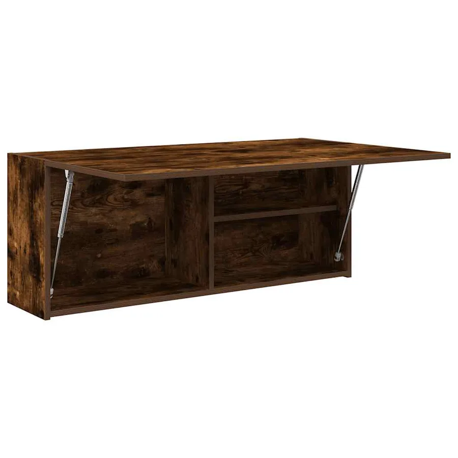 Armoire murale de bain chêne fumé 100x25x40cm bois d'ingénierie - 4