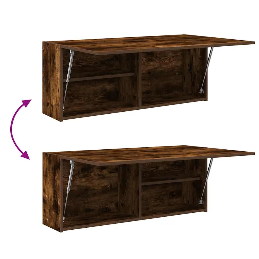 Armoire murale de bain chêne fumé 100x25x40cm bois d'ingénierie - 8