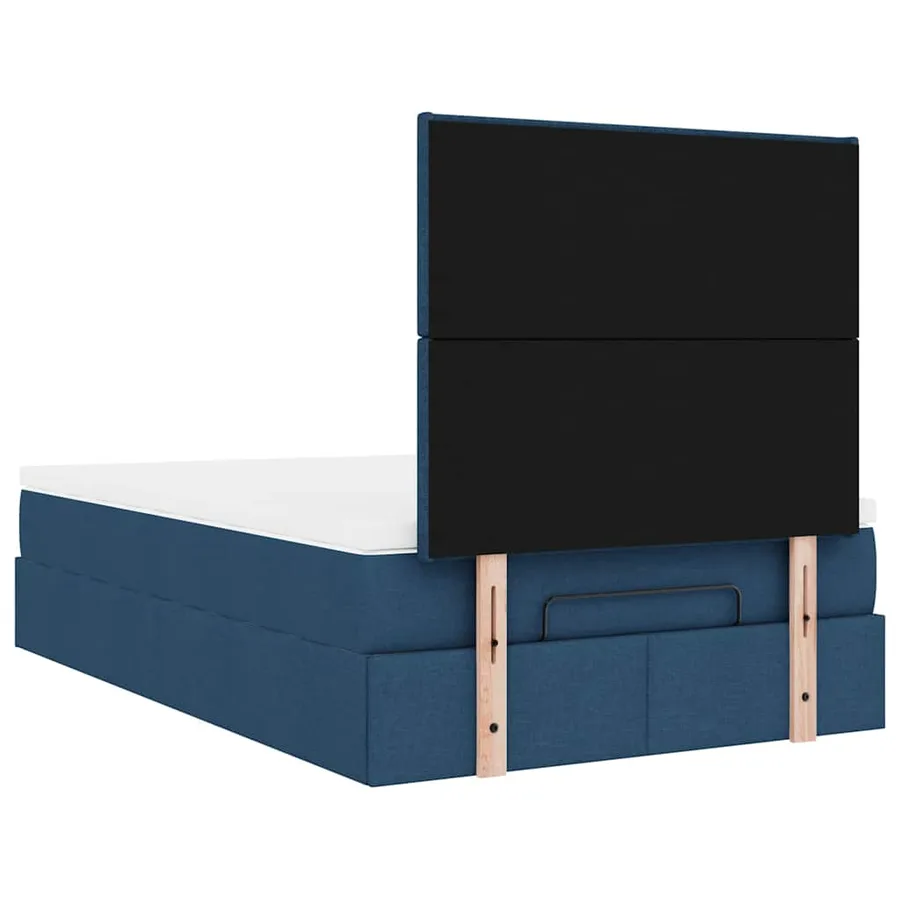 Cadre de lit ottoman avec matelas bleu 120x200 cm tissu - 11