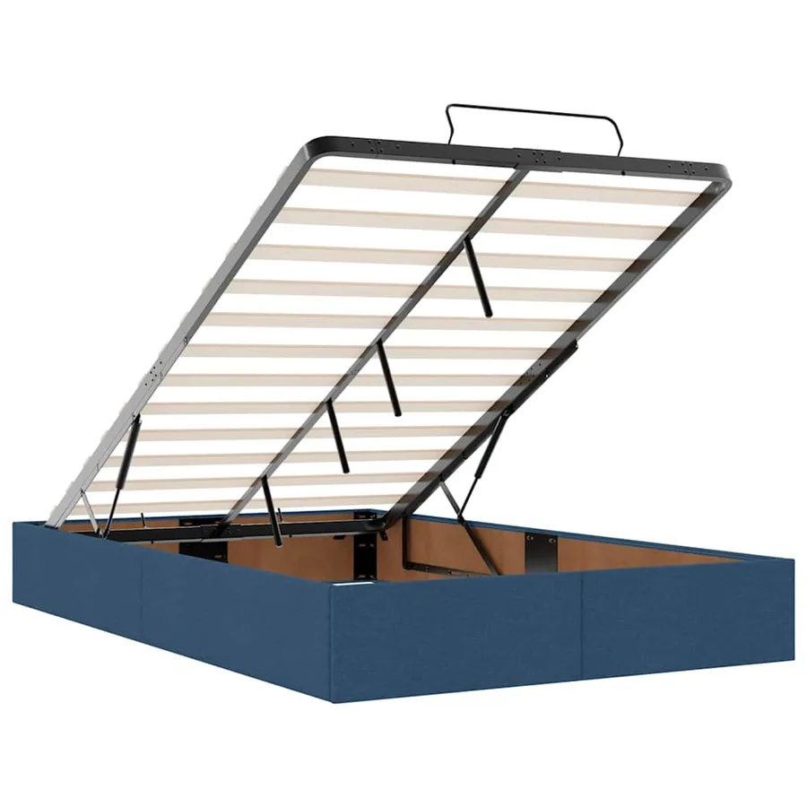 Cadre de lit ottoman avec matelas bleu 120x200 cm tissu - 12