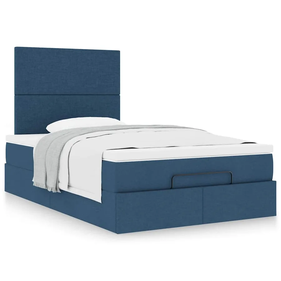 Cadre de lit ottoman avec matelas bleu 120x200 cm tissu - 4