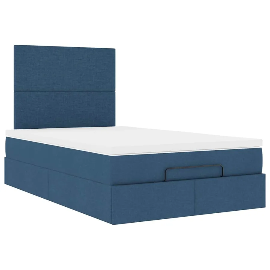 Cadre de lit ottoman avec matelas bleu 120x200 cm tissu - 6