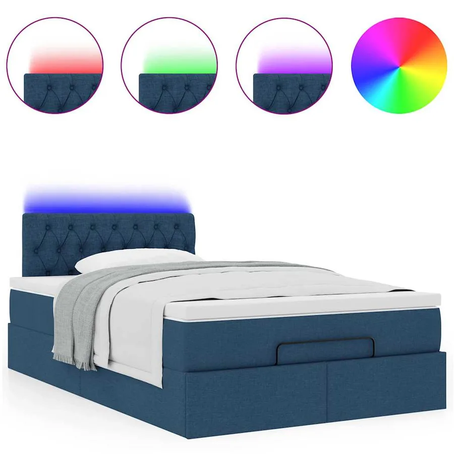 Lit ottoman avec matelas et LED Bleu 120x200 cm Tissu - 5