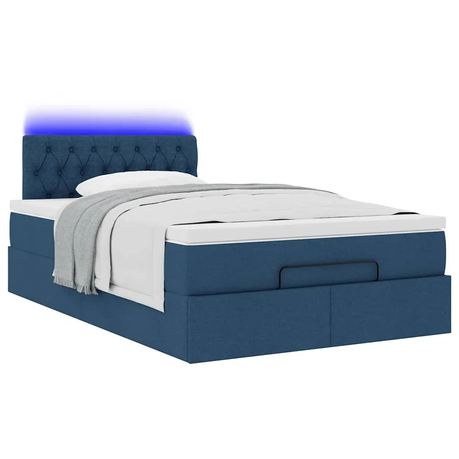 Lit ottoman avec matelas et LED Bleu 120x200 cm Tissu - 6