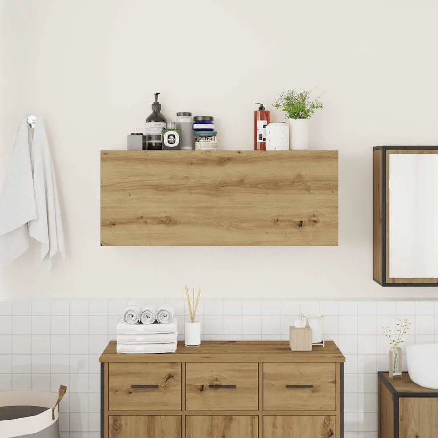 Armoire murale de bain chêne artisanal bois d'ingénierie - 3