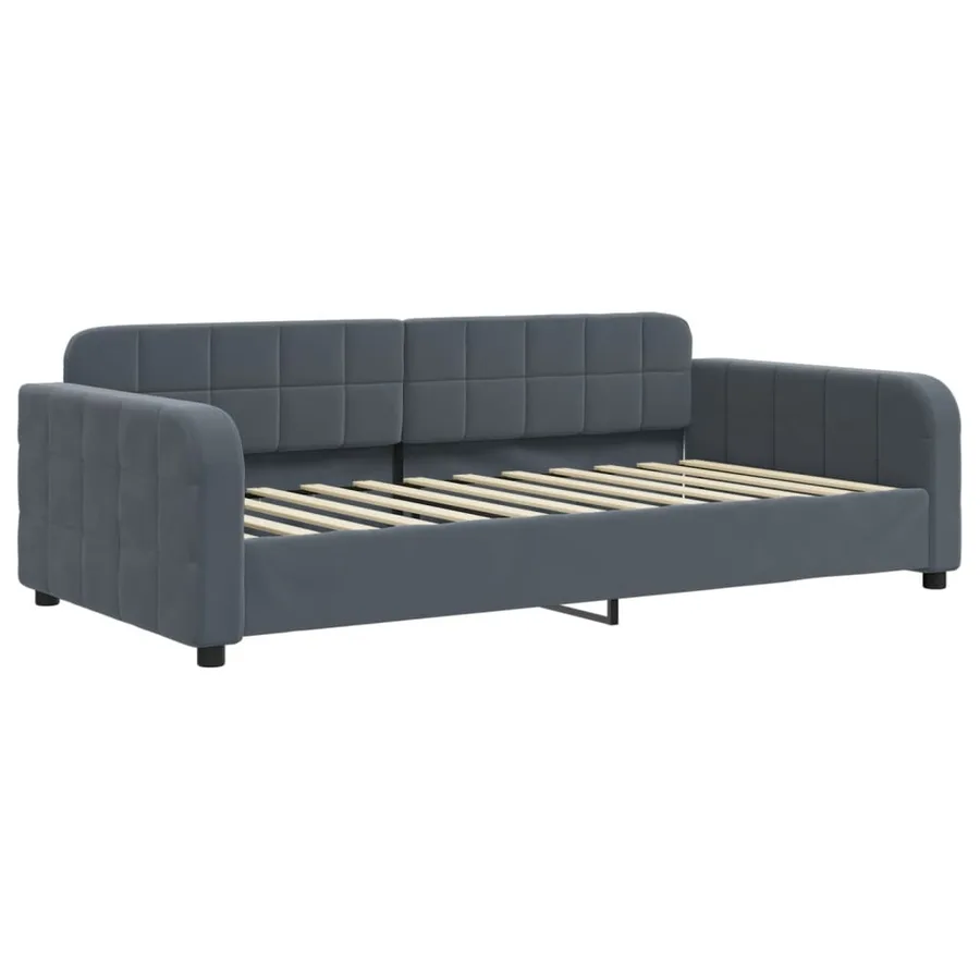 Lit de jour avec gigogne sans matelas gris foncé 100x200 cm - 6