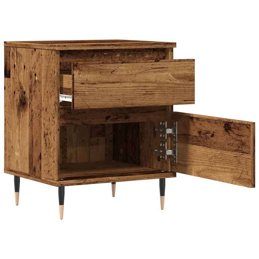 Table de chevet vieux bois 40x35x50 cm bois d’ingénierie - 4