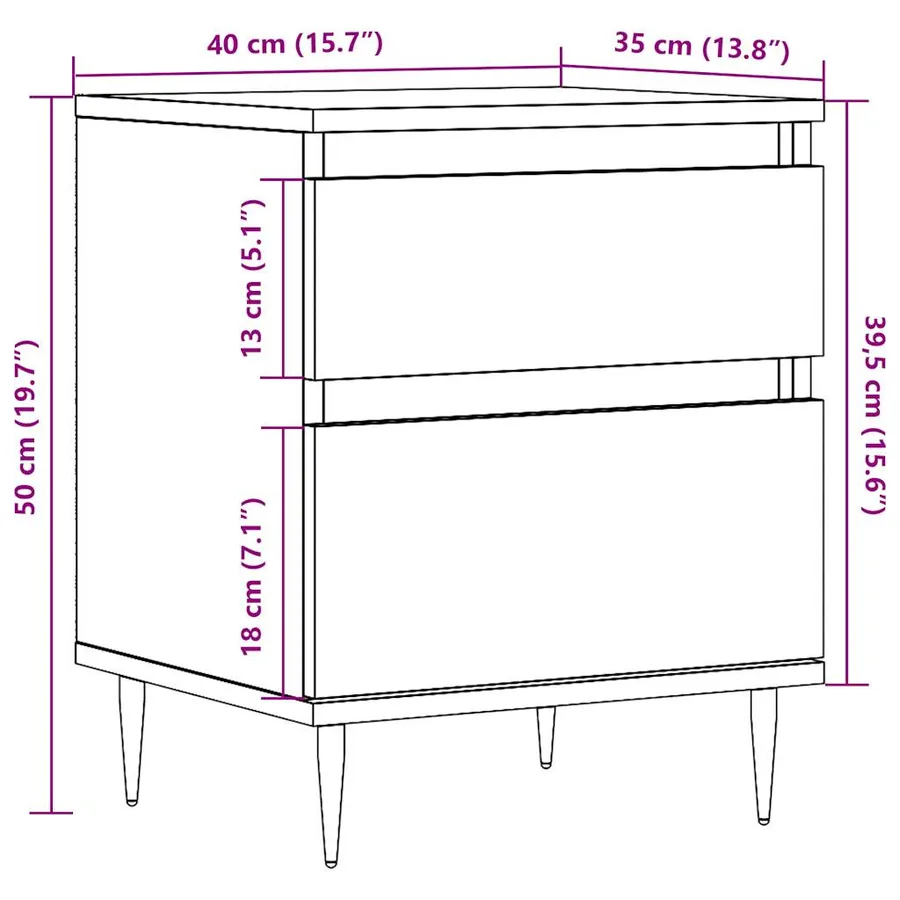 Table de chevet vieux bois 40x35x50 cm bois d’ingénierie - 8