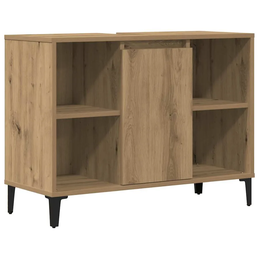 Armoire d'évier chêne artisanal 80x33x60 cm bois d'ingénierie - 2