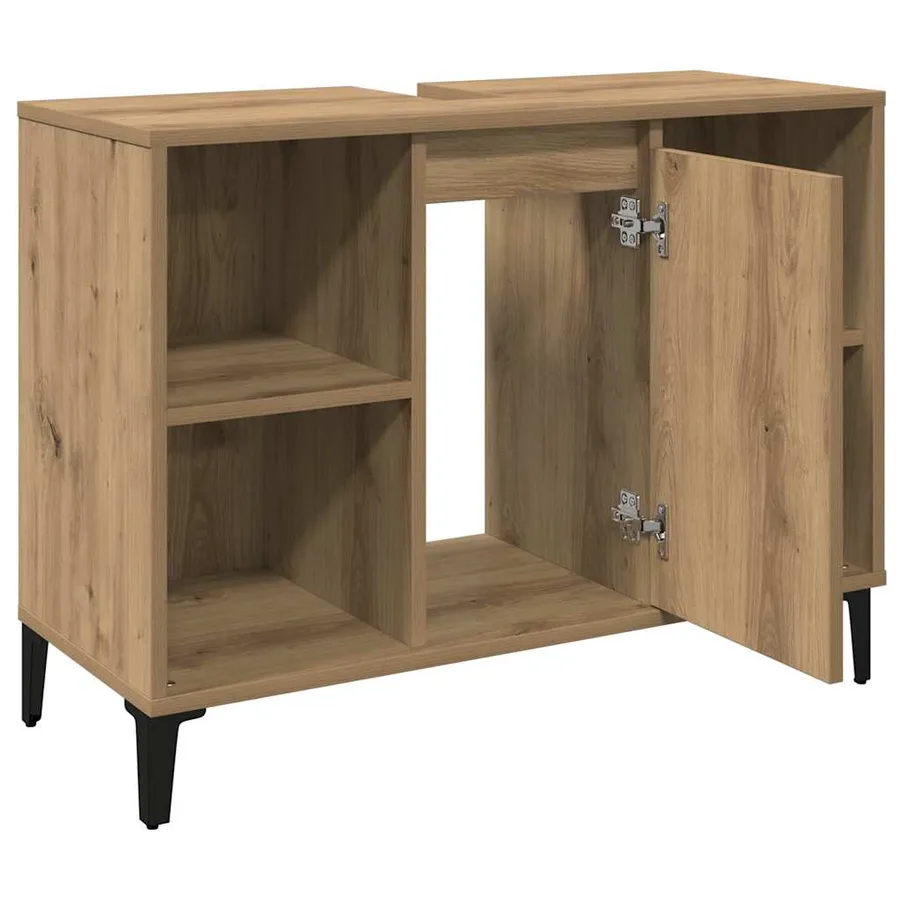 Armoire d'évier chêne artisanal 80x33x60 cm bois d'ingénierie - 6
