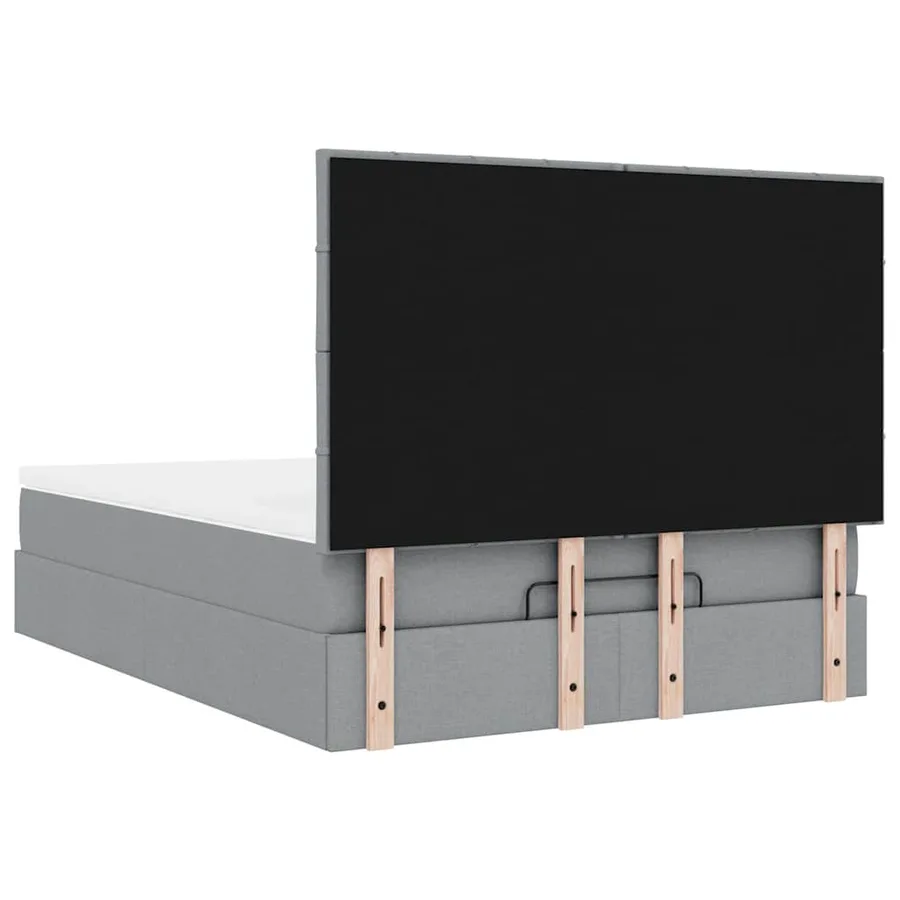 Cadre de lit ottoman et matelas gris clair 140x190 cm tissu - 11