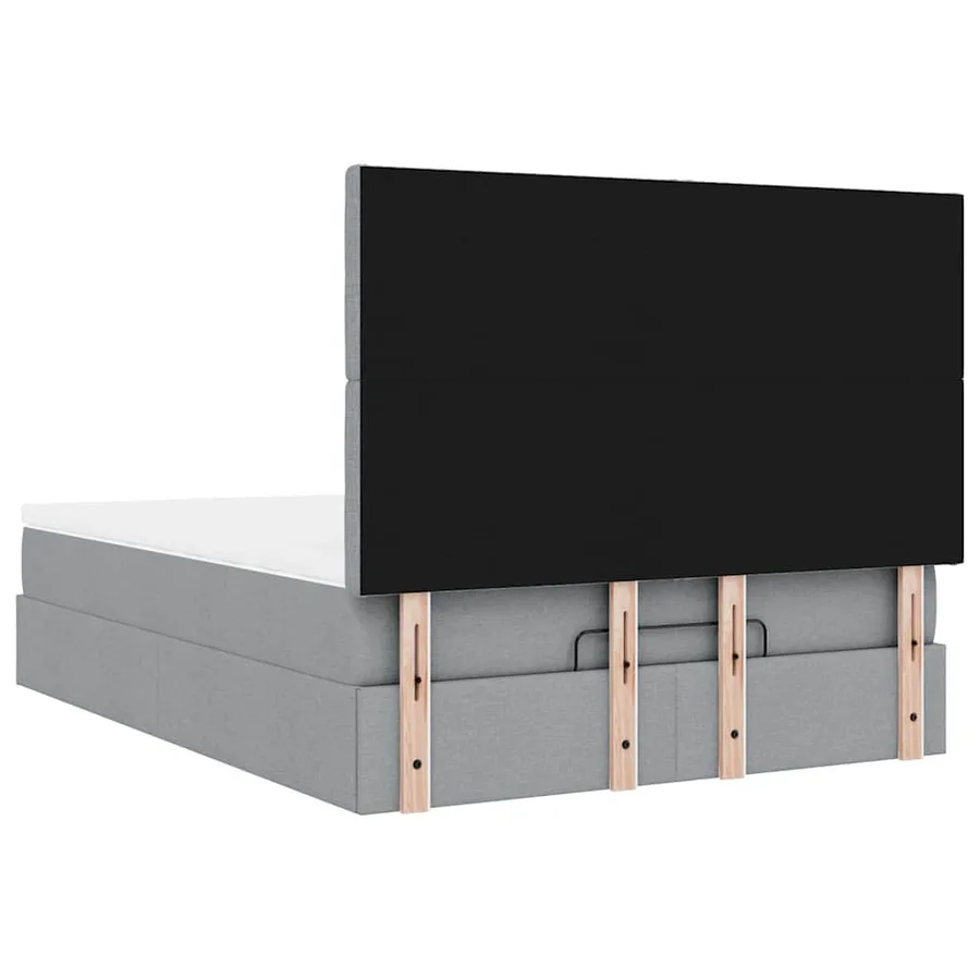 Cadre de lit ottoman et matelas gris clair 140x190 cm tissu - 11