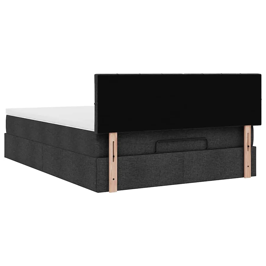 Lit ottoman avec matelas et LED noir 140x190 cm tissu - 12