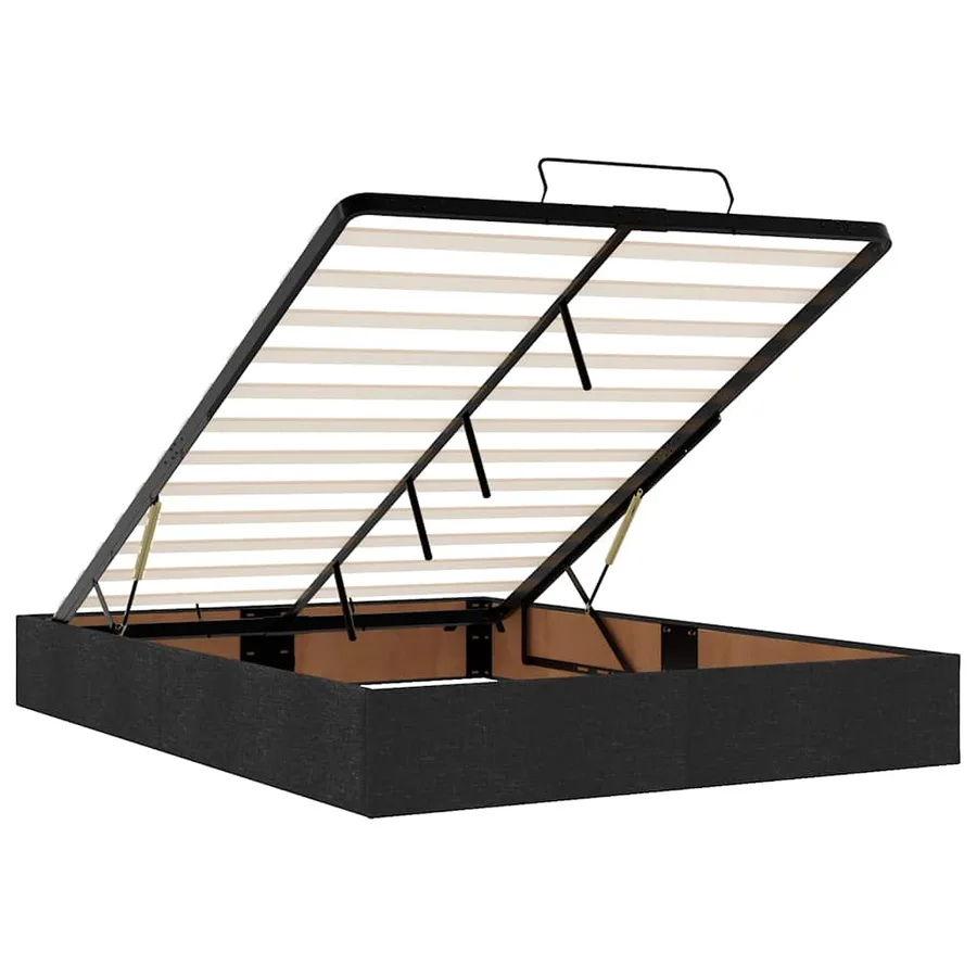 Lit ottoman avec matelas et LED noir 140x190 cm tissu - 13