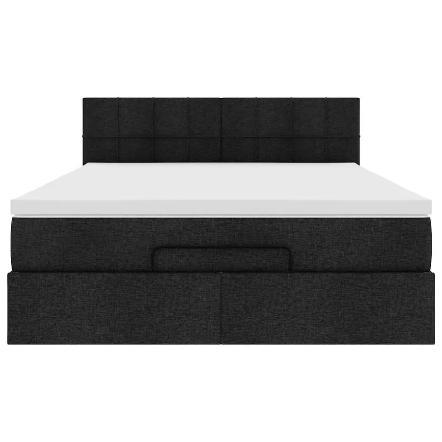Lit ottoman avec matelas et LED noir 140x190 cm tissu - 8