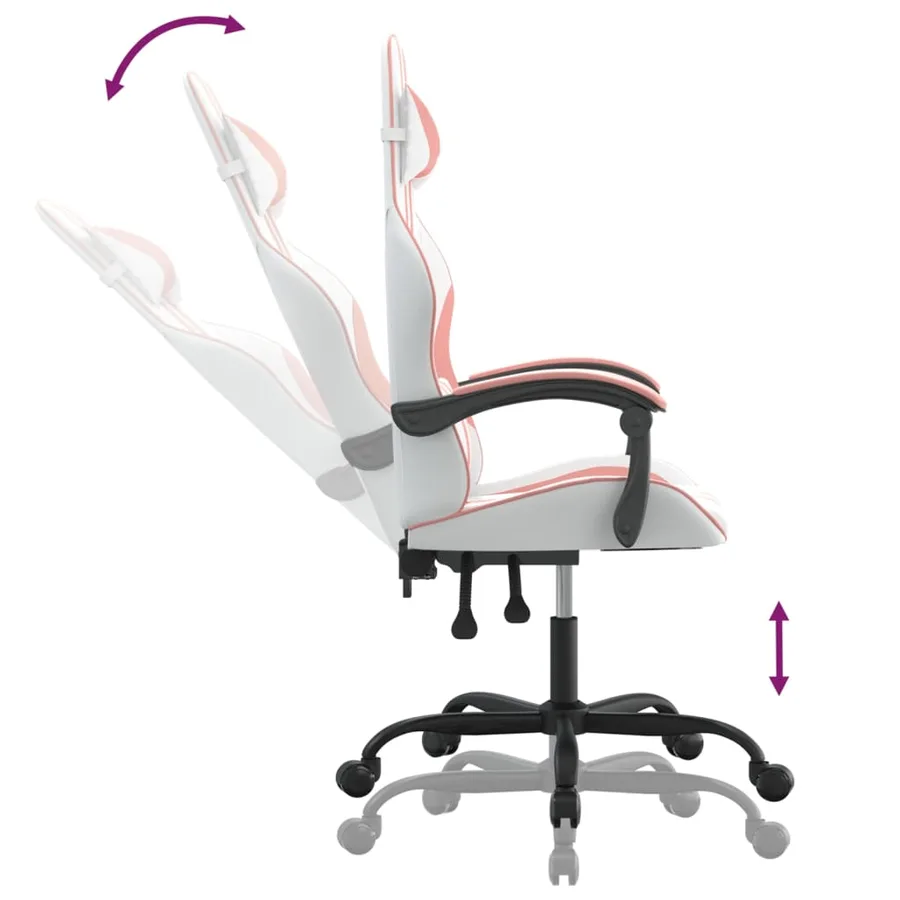 Chaise de jeu pivotante Blanc et rose Similicuir - 10
