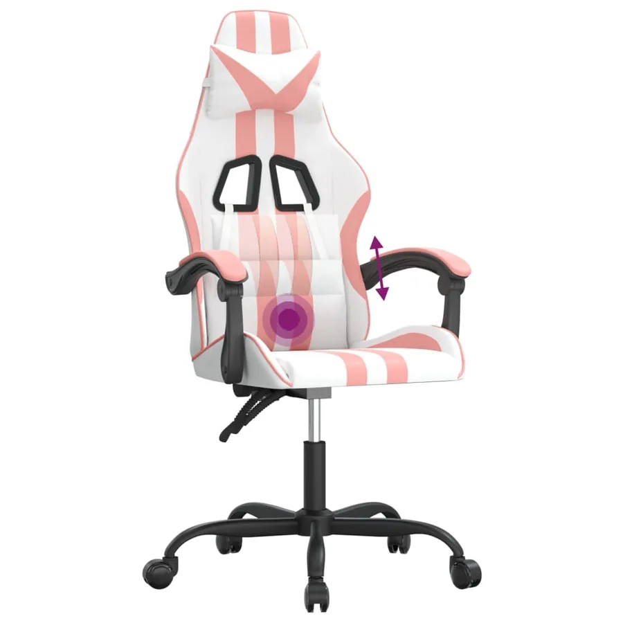 Chaise de jeu pivotante Blanc et rose Similicuir - 11