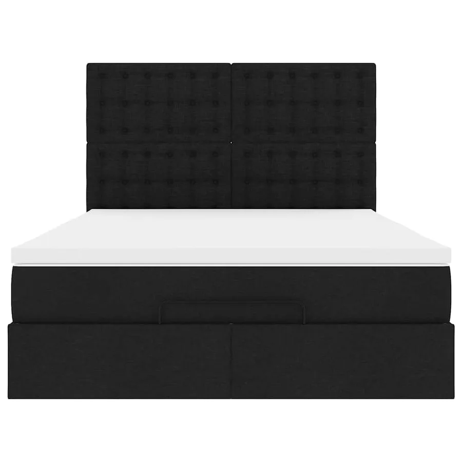 Cadre de lit ottoman avec matelas noir 140x190 cm tissu - 7