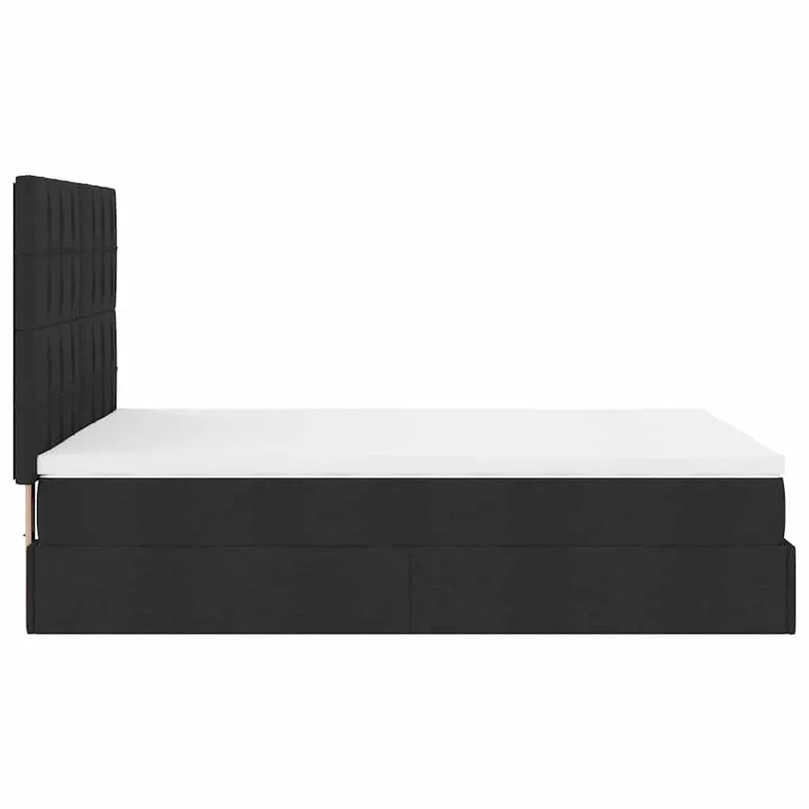 Cadre de lit ottoman avec matelas noir 140x190 cm tissu - 10