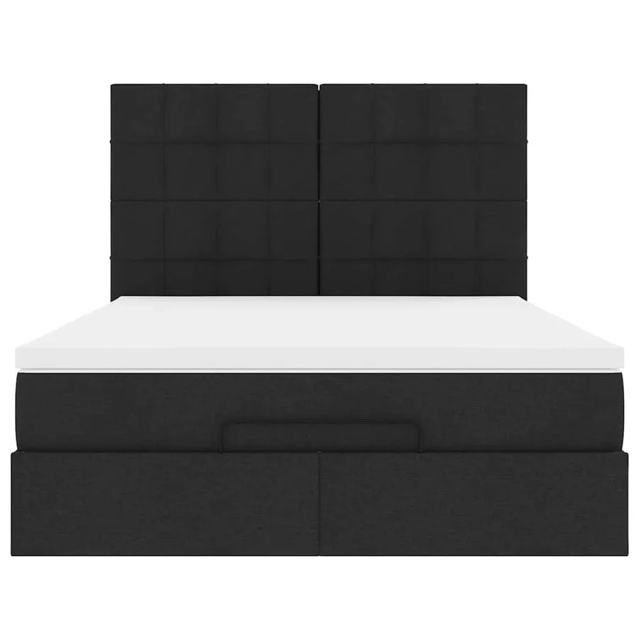 Cadre de lit ottoman avec matelas noir 140x190 cm tissu - 7