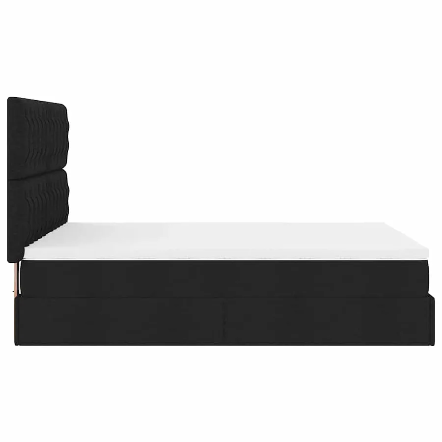 Cadre de lit ottoman avec matelas noir 140x190 cm tissu - 11