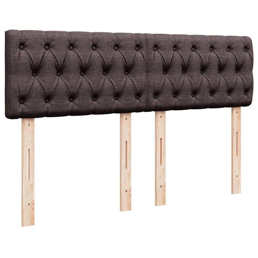 Lit ottoman avec matelas et LED marron foncé 140x190 cm tissu - 10