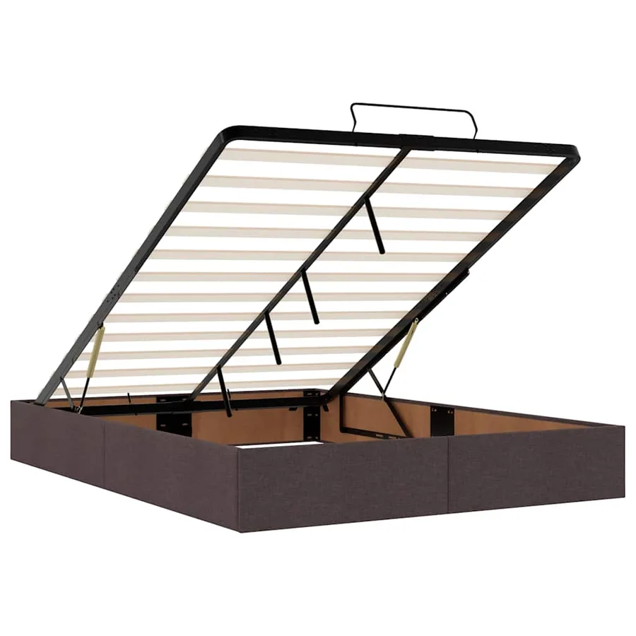 Lit ottoman avec matelas et LED marron foncé 140x190 cm tissu - 13