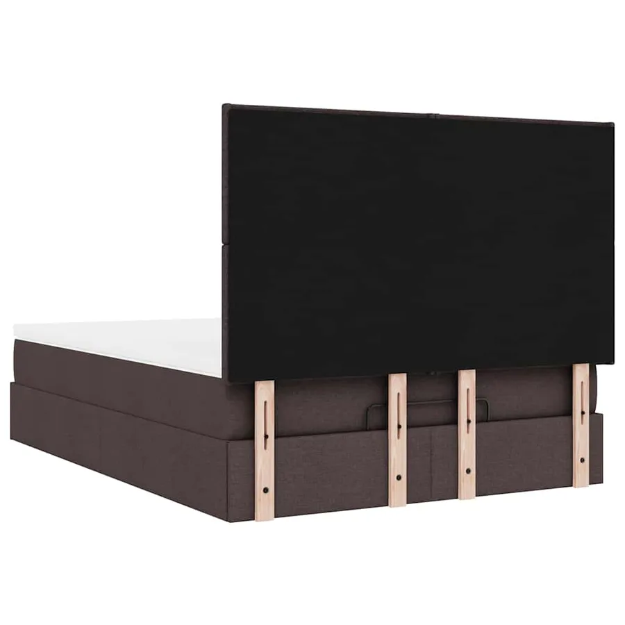 Cadre de lit ottoman avec matelas marron foncé 140x190 cm tissu - 12