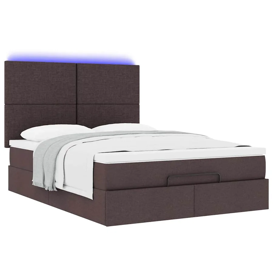 Cadre de lit ottoman avec matelas marron foncé 140x190 cm tissu - 6