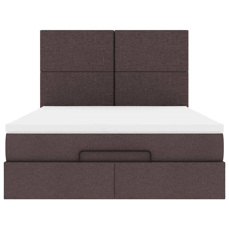 Cadre de lit ottoman avec matelas marron foncé 140x190 cm tissu - 8