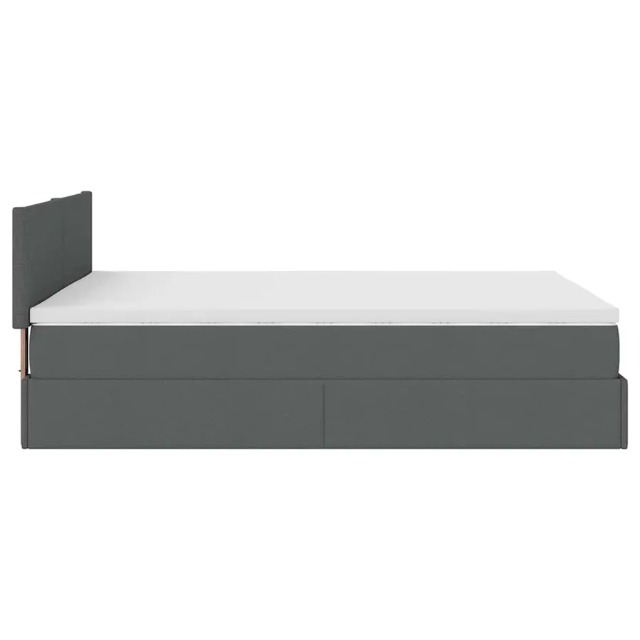Lit ottoman avec matelas et LED gris foncé 140x190 cm tissu - 11