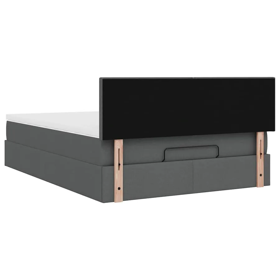 Lit ottoman avec matelas et LED gris foncé 140x190 cm tissu - 12