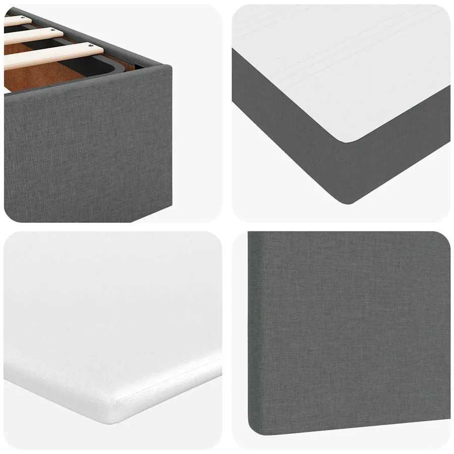 Lit ottoman avec matelas et LED gris foncé 140x190 cm tissu - 16