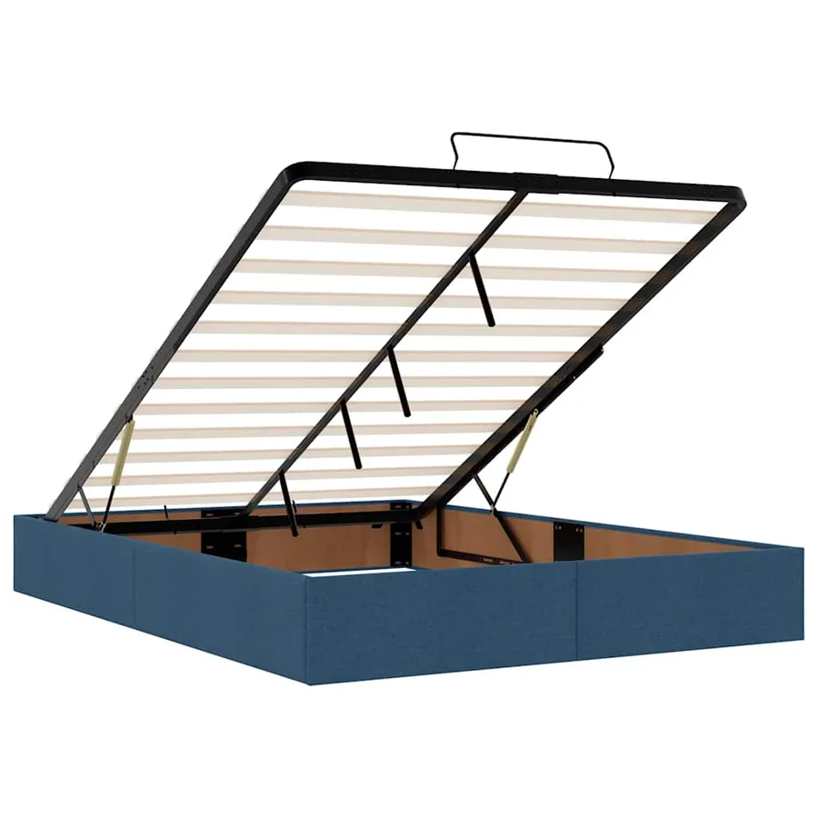 Lit ottoman avec matelas et LED bleu 140x190 cm tissu - 13