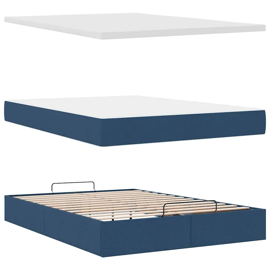 Lit ottoman avec matelas et LED bleu 140x190 cm tissu - 9