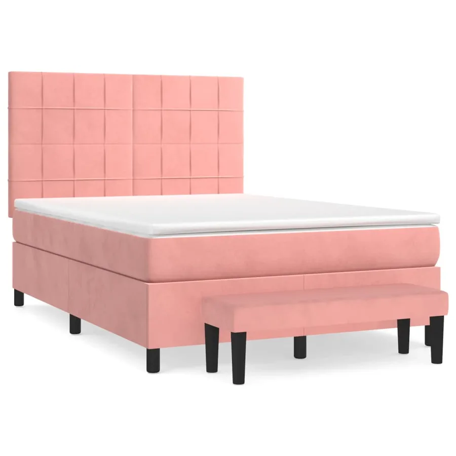 Sommier à lattes de lit avec matelas Rose 140x190 cm Velours - 2