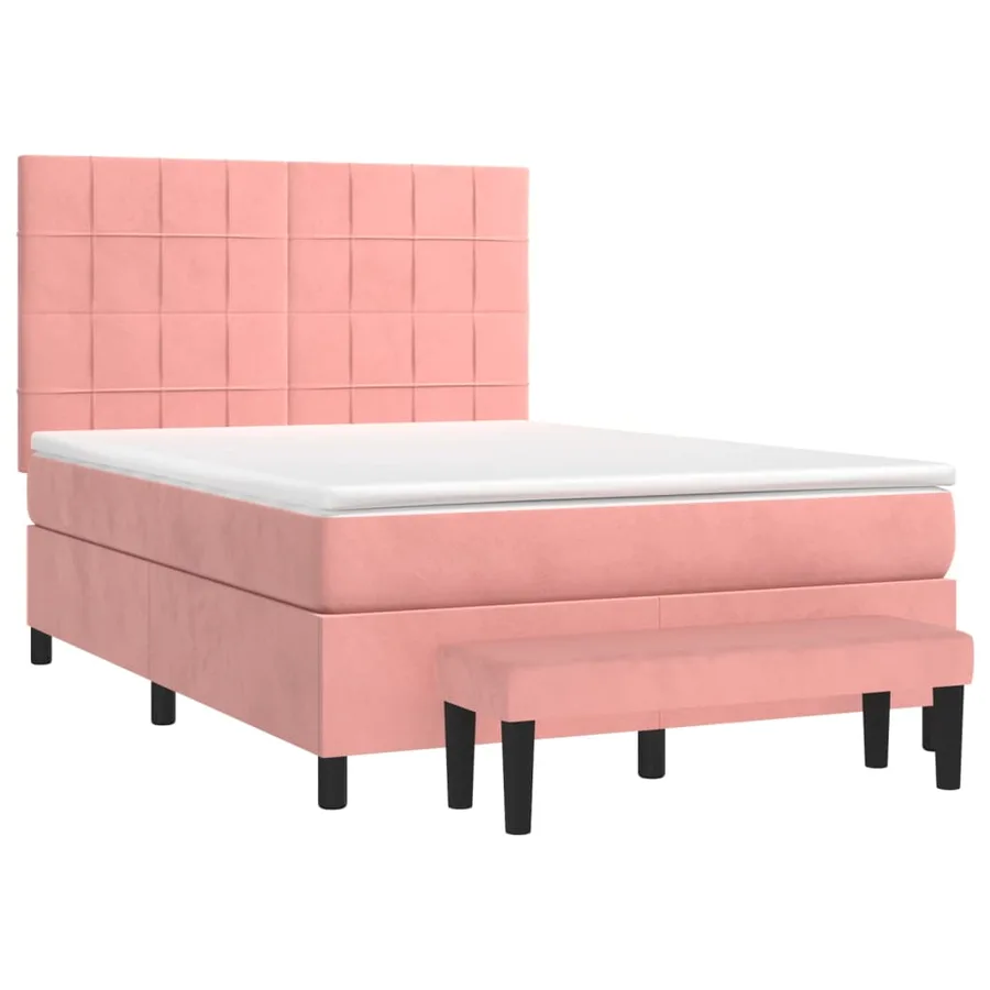 Sommier à lattes de lit avec matelas Rose 140x190 cm Velours - 3