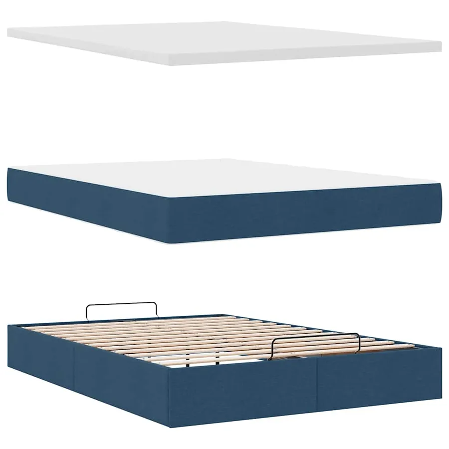 Lit ottoman avec matelas bleu 140x190 cm tissu - 8
