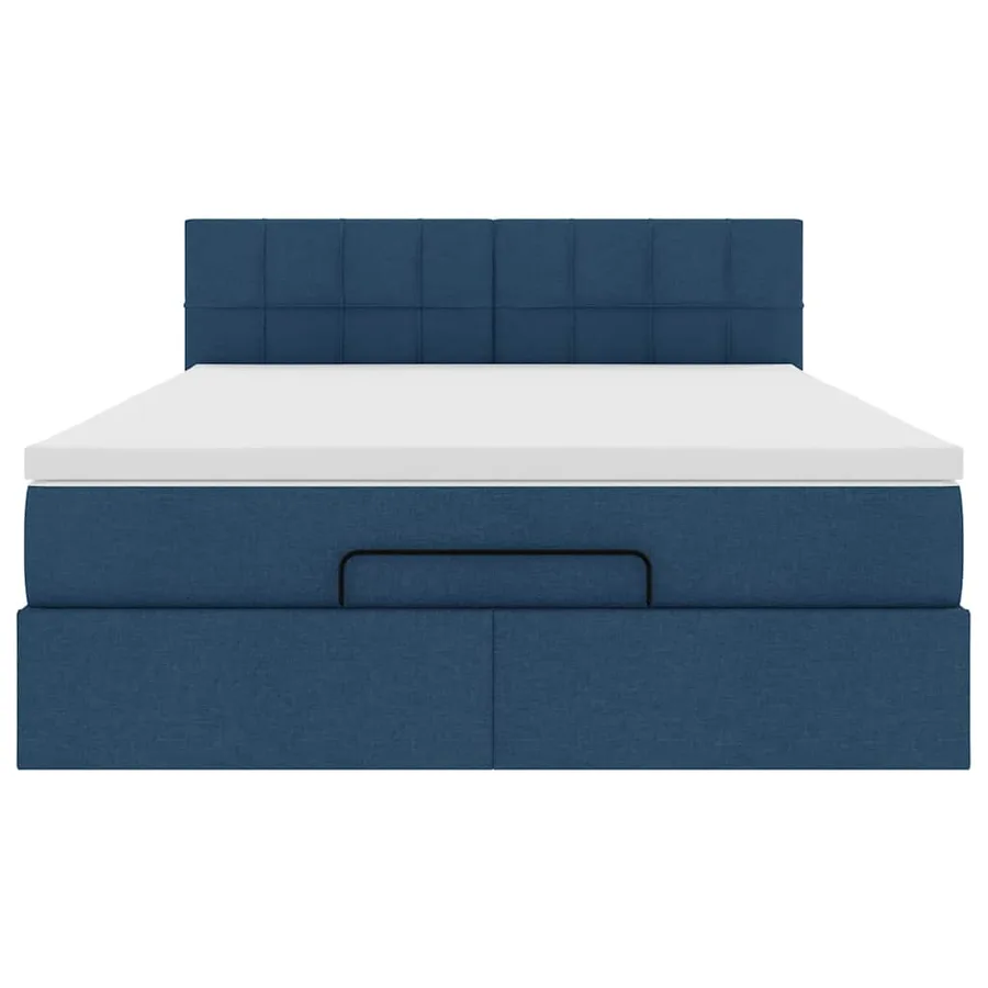 Lit ottoman avec matelas et LED bleu 140x190 cm tissu - 8