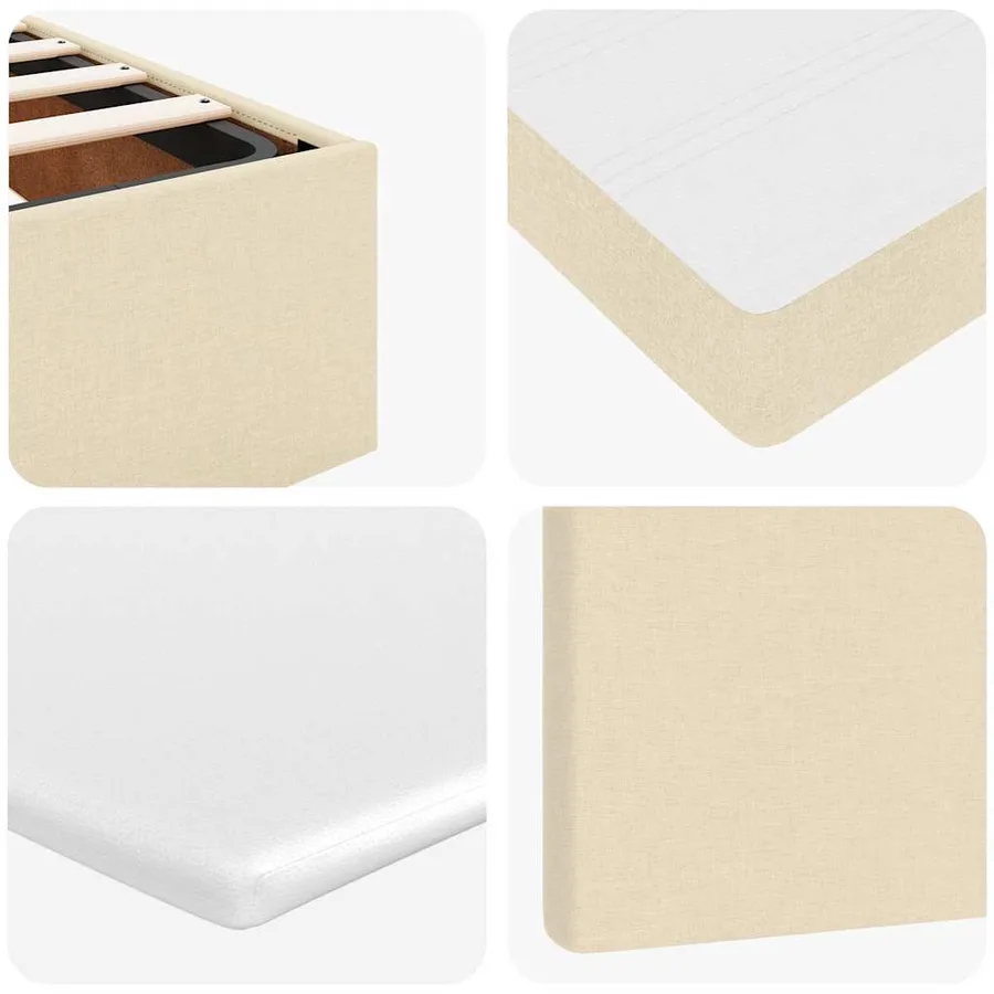 Lit ottoman avec matelas crème 140x190 cm tissu - 14