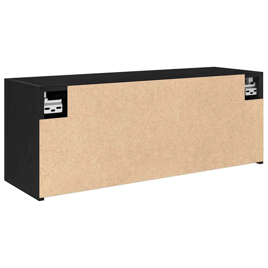Armoire murale de bain noir 80x25x30 cm bois d'ingénierie - 8
