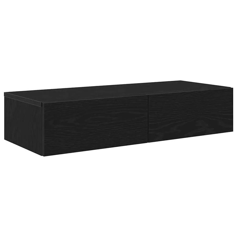 Étagère murale avec tiroirs noir 80x33x17 cm bois d'ingénierie - 2