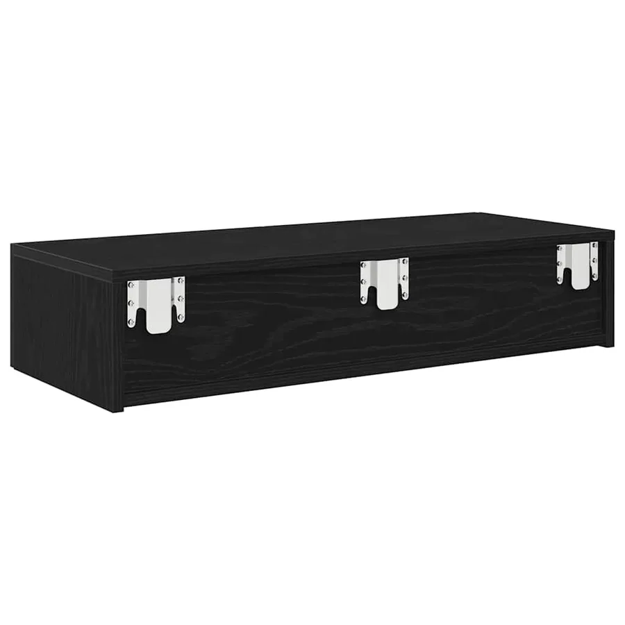 Étagère murale avec tiroirs noir 80x33x17 cm bois d'ingénierie - 6