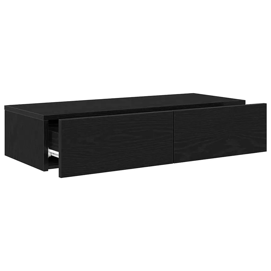 Étagère murale avec tiroirs noir 80x33x17 cm bois d'ingénierie - 7