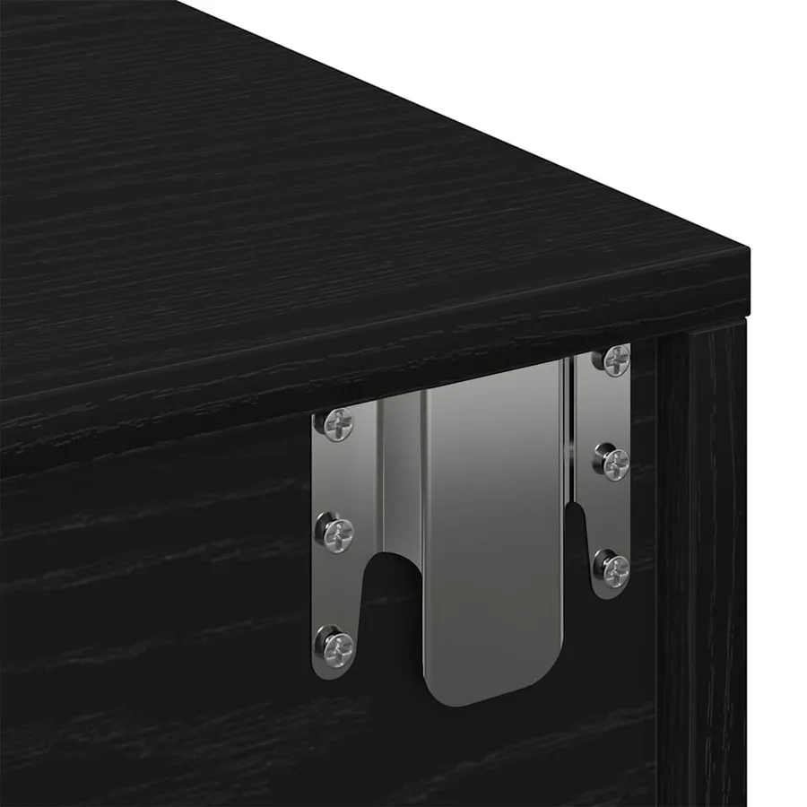Étagère murale avec tiroirs noir 80x33x17 cm bois d'ingénierie - 9