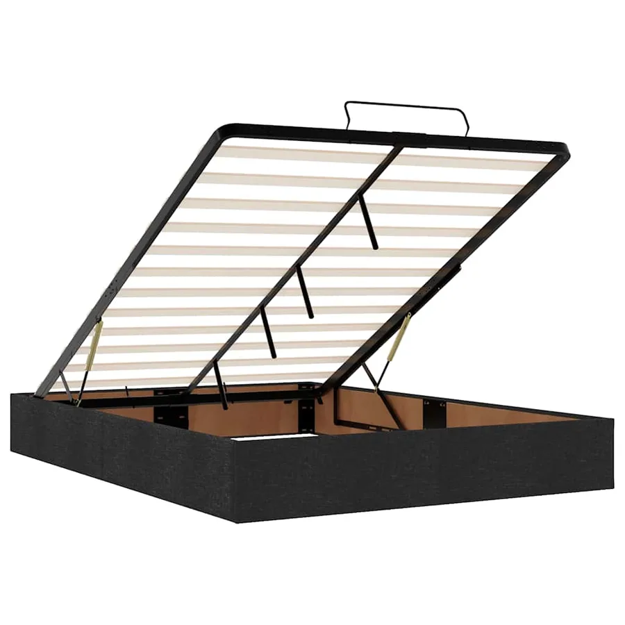 Cadre de lit ottoman avec matelas noir 140x200 cm tissu - 13