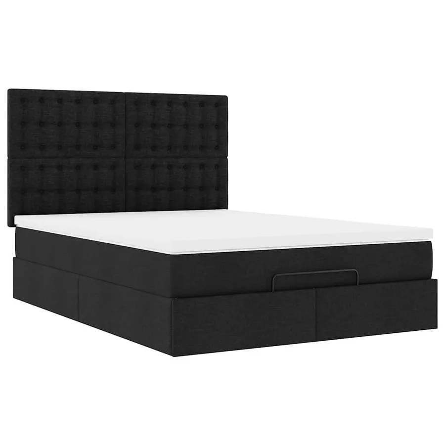 Cadre de lit ottoman avec matelas noir 140x200 cm tissu - 7